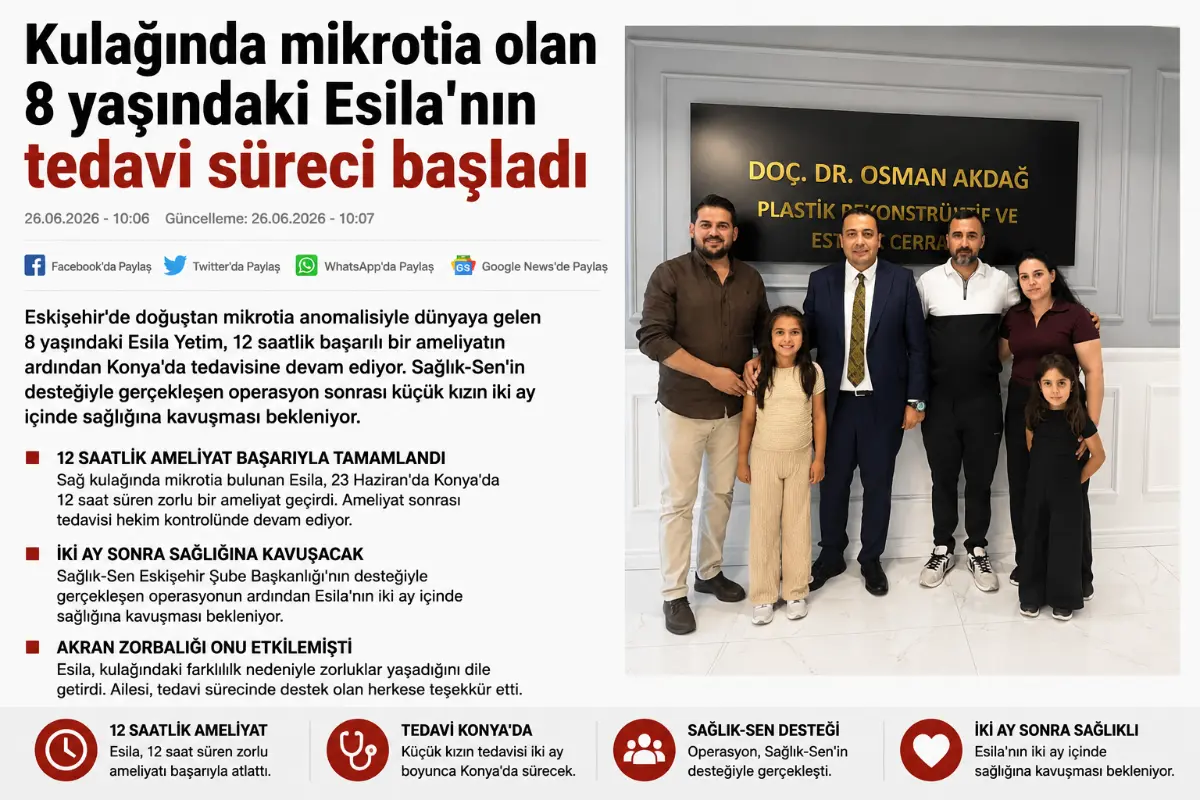 Mikrotia Hastası 8 Yaşındaki Esila’nın Tedavi Süreci Başladı