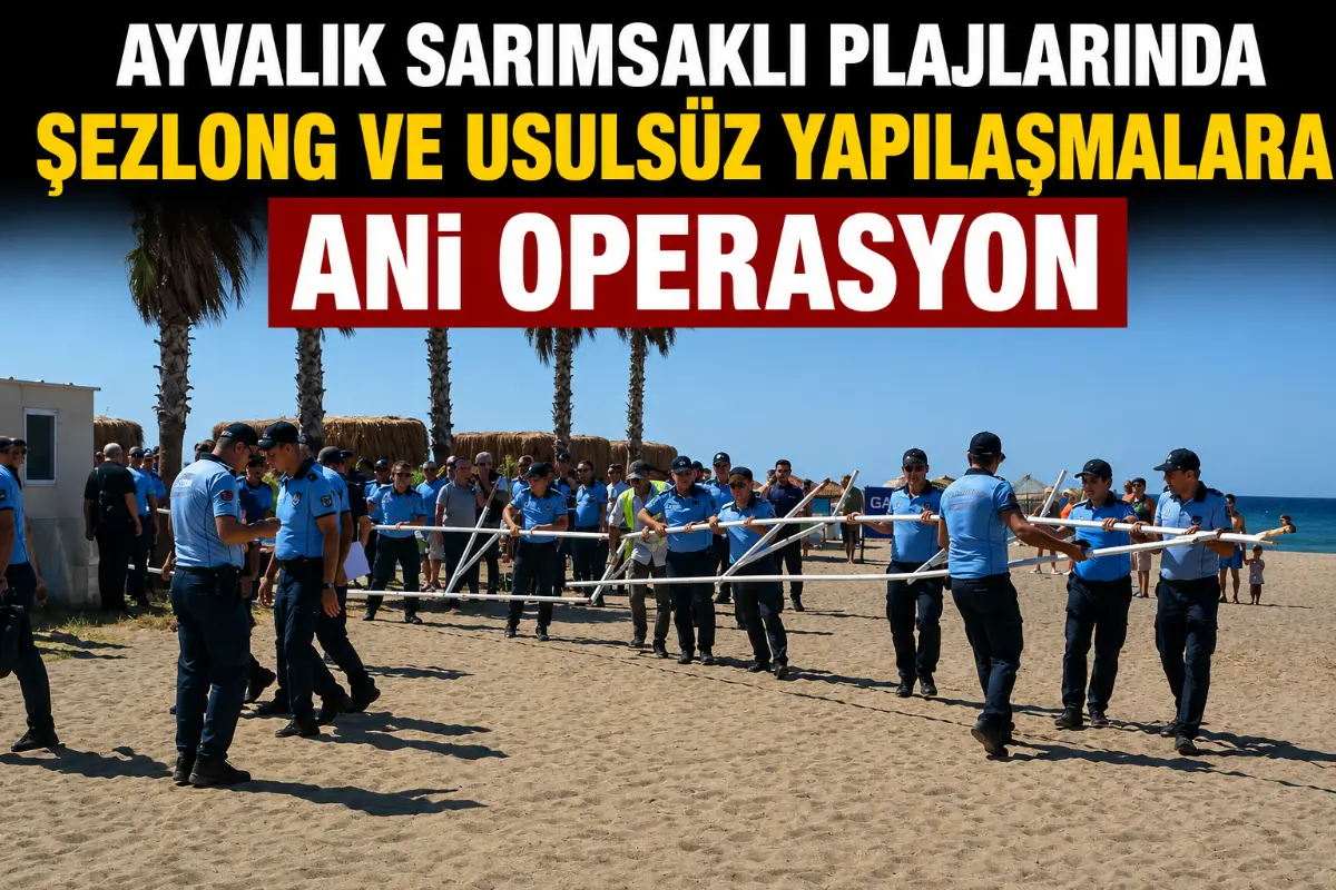 Ayvalık Sarımsaklı Plajlarında Şezlong ve Usulsüz Yapılaşma Denetimi